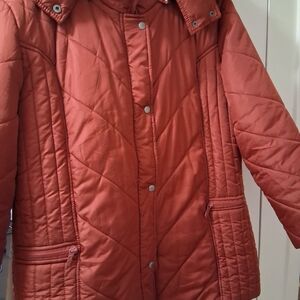 Totes Brick Red Quilted Puffer Jacket